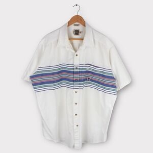Panhandle Slim XXL Western Short Sleeve Shirt White Stripe Button Front Casual